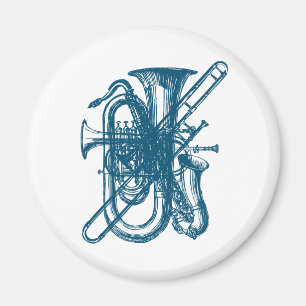 Blue Brass & Sax Magnet