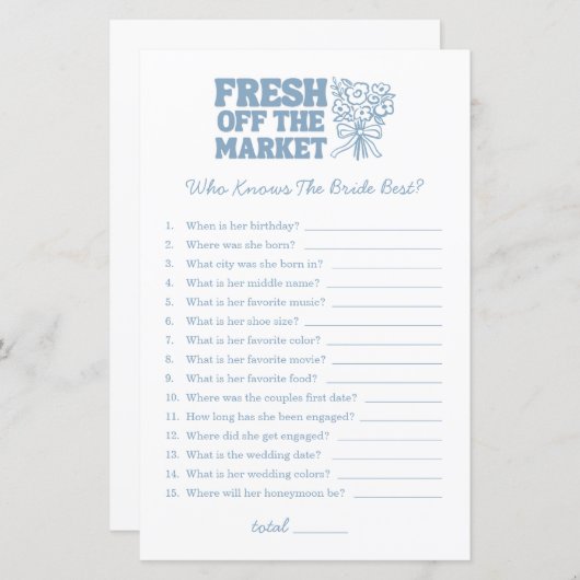 Blue Brautparty Games zum Ausruhen (Vorne/Hinten)