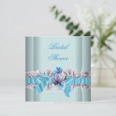 Blue Brautparty White Lace Garter Einladung (Stehend Vorderseite)