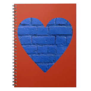 Blue Bricks auf Red Heart Notebook Notizblock
