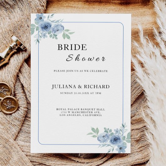 Blue Bridal Dusche Einladung