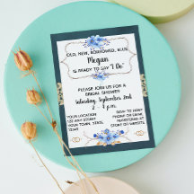 Blue Bridal Dusche Einladung