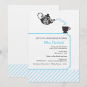 Blue Bridal Dusche Einladung - Tee (Vorne/Hinten)
