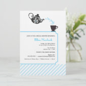 Blue Bridal Dusche Einladung - Tee (Stehend Vorderseite)