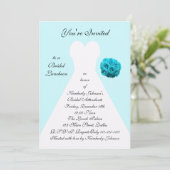 Blue Bridal Luncheon Einladung — Bridal Gown (Stehend Vorderseite)