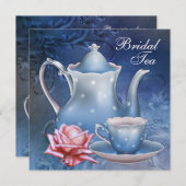 Blue Bridal Tea Party Einladung (Vorne/Hinten)