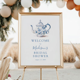 Blue Bridal Tee Party Polterabend Begrüßung Zeiche Poster