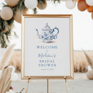 Blue Bridal Tee Party Polterabend Begrüßung Zeiche Poster