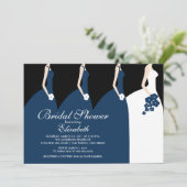 Blue Bride Bridesmaids Bridal Dusche Einladung (Stehend Vorderseite)