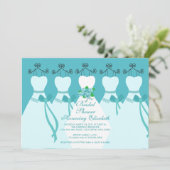 Blue Bride Bridesmaids Bridal Dusche Einladung (Stehend Vorderseite)