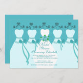 Blue Bride Bridesmaids Bridal Dusche Einladung (Vorne/Hinten)