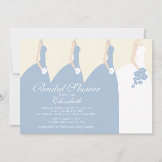 Blue Bride Bridesmaids Bridal Dusche Einladung (Vorderseite)