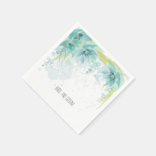 Blue Bride Groom Floral Wedding Serviette (Ecke)