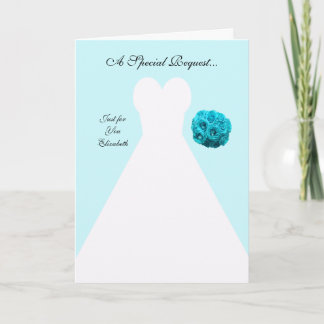 Blue Bridesmaid Invitation Card — Bridal Gown Einladung