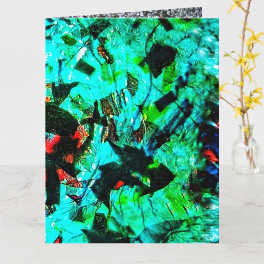 Blue bright Folded Greeting Card,blue abstractness Karte (Gelbe Blume)