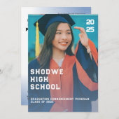 Blue Brilliant Ein modernes Abschluss-Programm Einladung (Vorne/Hinten)