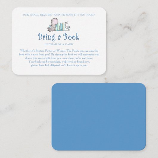 Blue Bring a Book Elephant Rabbit  Begleitkarte (Vorne/Hinten)