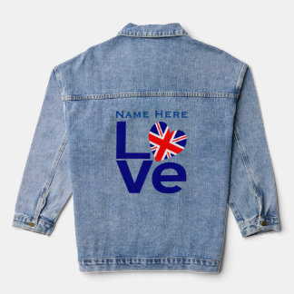 Blue British LIEBE Heart Flag Personalisiert Jeansjacke