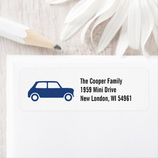 Blue British Mini Cooper Custom Address Labels (Insitu)