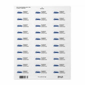 Blue British Mini Cooper Custom Address Labels (Vorne)