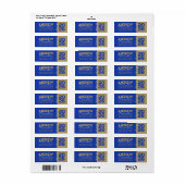 Blue & Bronze Abschluss Rücksendeadressen-Aufklebe (Vorne)