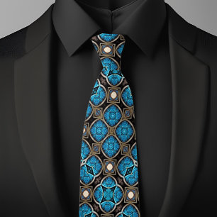 Blue Bronze Black and Creme Extravagant Diamond Mu Krawatte