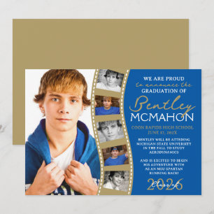 Blue & Bronze Foto Filmstrip Grad Ankündigung