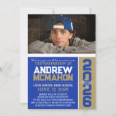 Blue & Bronze Gold Abschluss Foto Ankündigung (Vorderseite)