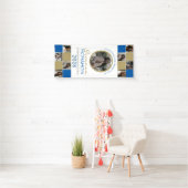 Blue & Bronze Gold Foto Collage Abschluss Vinyl Banner (Insitu)