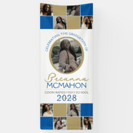 Blue & Bronze Gold Foto Collage Abschluss Vinyl Banner