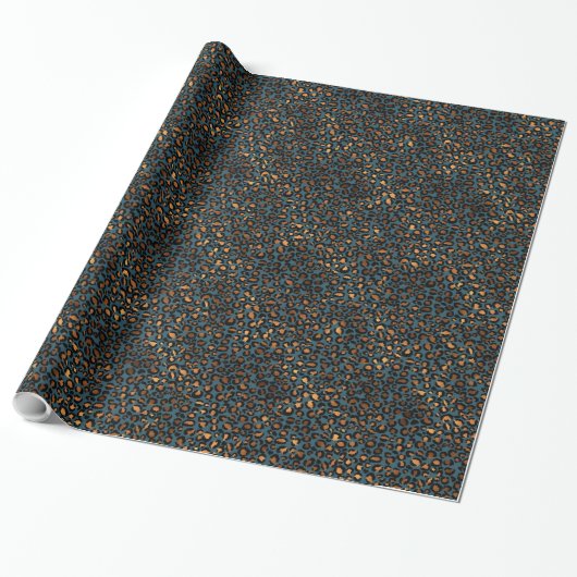 Blue Bronze Leopard Print Geschenkpapier (Ungerollt)