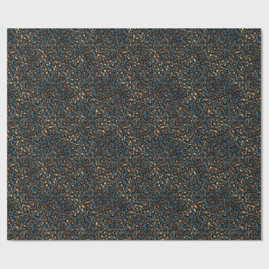 Blue Bronze Leopard Print Geschenkpapier (Flach)