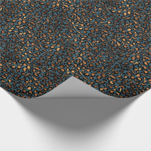 Blue Bronze Leopard Print Geschenkpapier (Ecke)