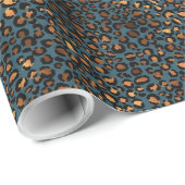 Blue Bronze Leopard Print Geschenkpapier (Rolleneckpunkt)