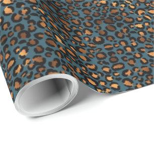 Blue Bronze Leopard Print Geschenkpapier
