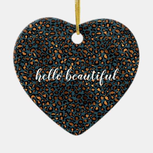 Blue Bronze Leopard Print Keramik Ornament (Vorne)