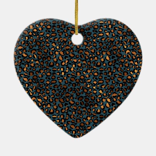 Blue Bronze Leopard Print Keramik Ornament (Hinten)