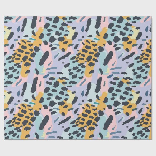 Blue Bronze Pastel Leopard Spots Geschenkpapier (Flach)