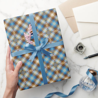 Blue Bronze Rustic Tartan Kariert Gingham Pattern Geschenkpapier