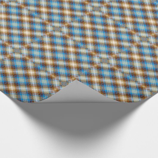 Blue Bronze Rustic Tartan Kariert Gingham Pattern Geschenkpapier (Ecke)