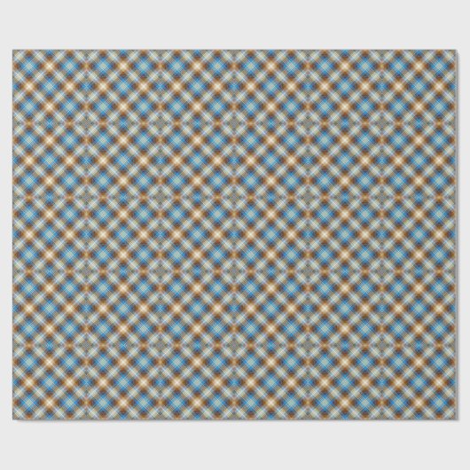 Blue Bronze Rustic Tartan Kariert Gingham Pattern Geschenkpapier (Flach)