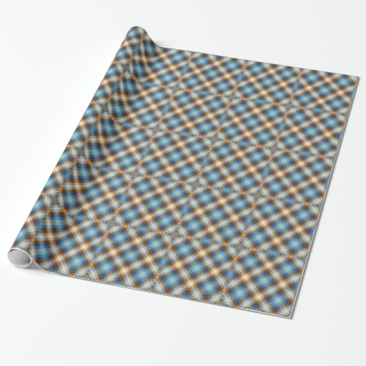 Blue Bronze Rustic Tartan Kariert Gingham Pattern Geschenkpapier (Ungerollt)