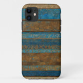 Blue Bronze und Gold Grunge Streifen Case-Mate iPhone Hülle (Rückseite)