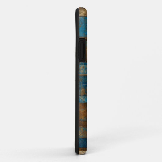 Blue Bronze und Gold Grunge Streifen Case-Mate iPhone Hülle (Hinten/Rechts)