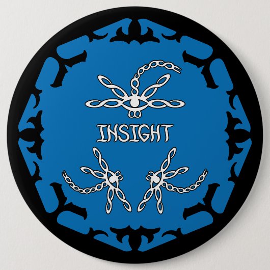 Blue, Brow 3rd Eye Chakra "Insight" Dragonflies Button (Vorderseite)