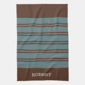 Blue &Brown Abstract Pattern Monogram name Geschirrtuch (Vertikal)