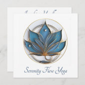 Blue Brown Abstrakt Lotus Blume Elegant stilvoll Einladung (Vorne/Hinten)