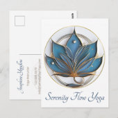 Blue Brown Abstrakt Lotus Blume Elegant stilvoll Postkarte (Vorne/Hinten)
