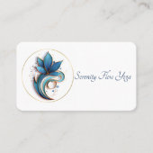 Blue Brown Abstrakt Lotus Elegant Stilvolles QRC Visitenkarte (Vorderseite)