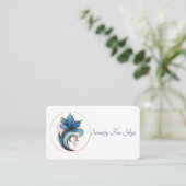 Blue Brown Abstrakt Lotus Elegant Stilvolles QRC Visitenkarte (Stehend Vorderseite)